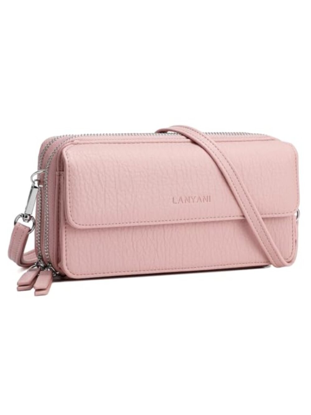 Vegan Leather RFID Crossbody Wallet Wristlet Purse with Phone Pocket